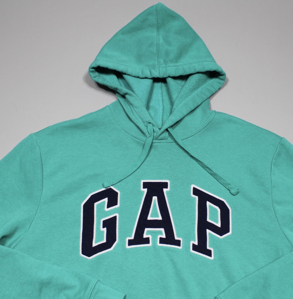 Gap Hoodie Mens L Slushy Green Pullover Fleece Sweatshirt Graphic Arch Logo GAP